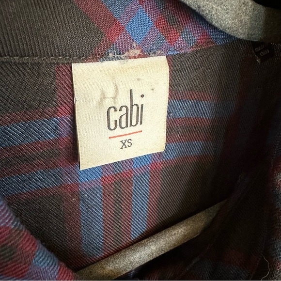Cabi Moody Plaid Peplum Hem Women’s Button Front Blouse Shirt Top Style 3431 XS - Picture 5 of 11